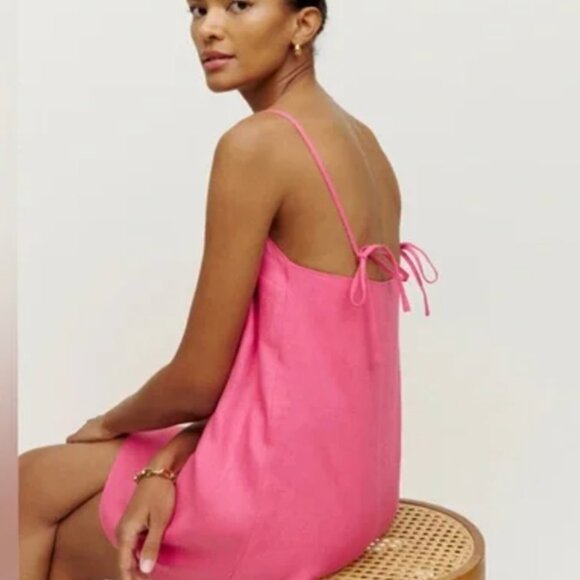 Reformation Pink Dress - Aubree Linen Dress - Picture 2 of 3